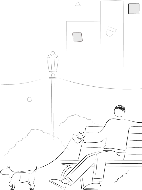 illustration of person in a city